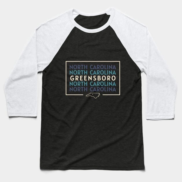 Greensboro, NC Geometric Repeater Design Baseball T-Shirt by nonbeenarydesigns